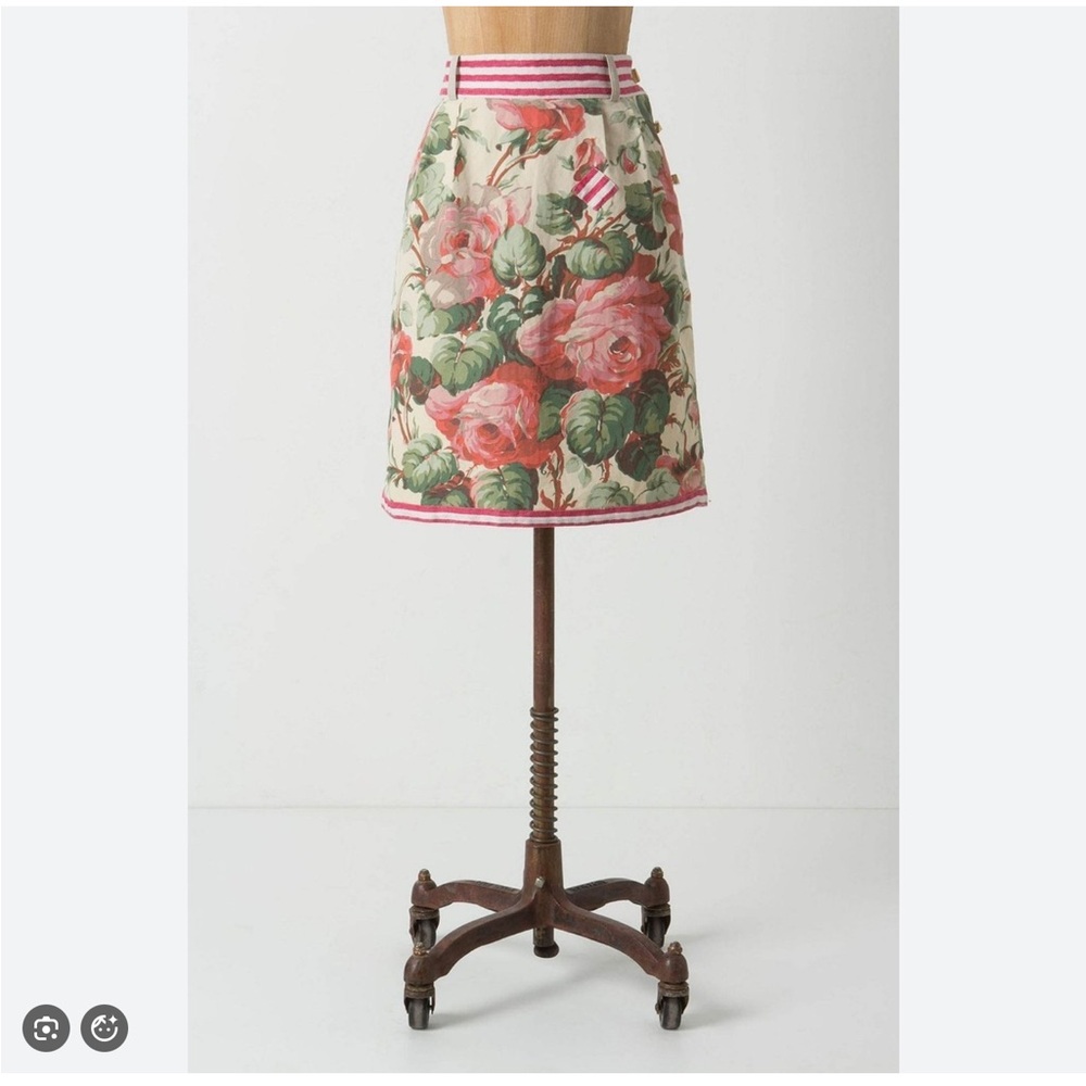 Anthropologie Koto Bolofo Floral Linen Cotton Pencil Skirt